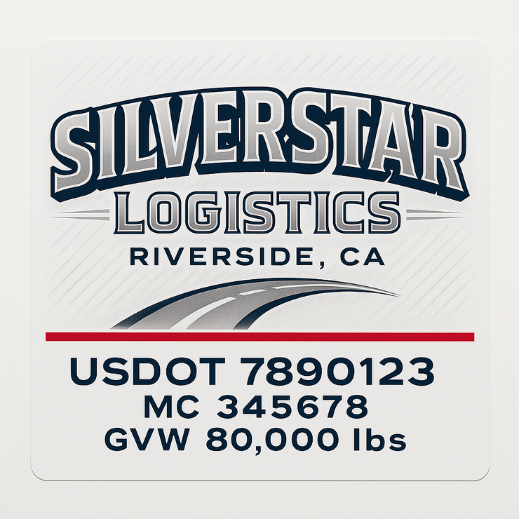 Trucking, Logistics, Transport Inspired Truck Door Lettering Decal Sticker Signs For Style & Compliance With USDOT, MC, GVW Or Any Regulation Number Lines (Set of 2)
