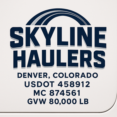 Trucking, Logistics, Transport Inspired Truck Door Lettering Decal Sticker Signs For Style & Compliance With USDOT, MC, GVW Or Any Regulation Number Lines (Set of 2)