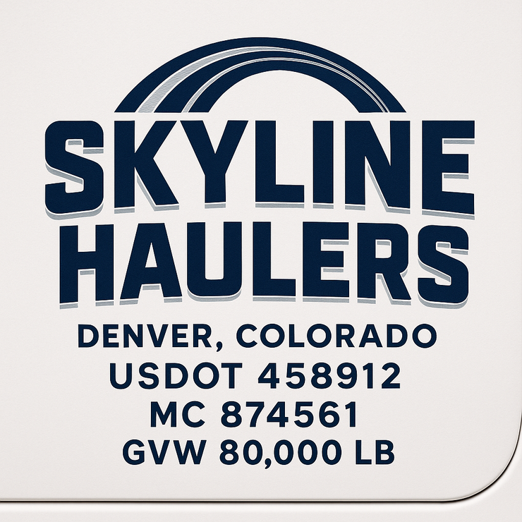 Trucking, Logistics, Transport Inspired Truck Door Lettering Decal Sticker Signs For Style & Compliance With USDOT, MC, GVW Or Any Regulation Number Lines (Set of 2)