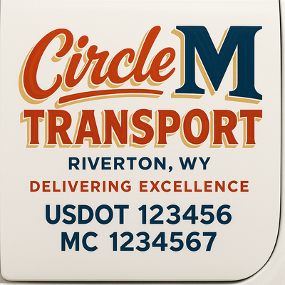 Trucking, Logistics, Transport Inspired Truck Door Lettering Decal Sticker Signs For Style & Compliance With USDOT, MC, GVW Or Any Regulation Number Lines (Set of 2)