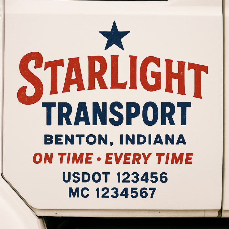 Trucking, Logistics, Transport Inspired Truck Door Lettering Decal Sticker Signs For Style & Compliance With USDOT, MC, GVW Or Any Regulation Number Lines (Set of 2)