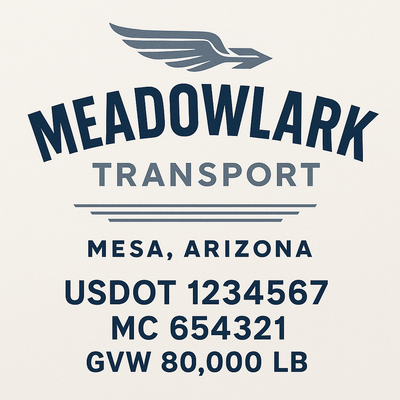 Trucking, Logistics, Transport Inspired Truck Door Lettering Decal Sticker Signs For Style & Compliance With USDOT, MC, GVW Or Any Regulation Number Lines (Set of 2)