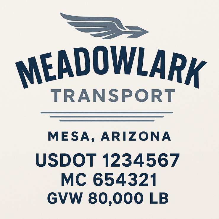 Trucking, Logistics, Transport Inspired Truck Door Lettering Decal Sticker Signs For Style & Compliance With USDOT, MC, GVW Or Any Regulation Number Lines (Set of 2)