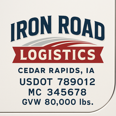 Trucking, Logistics, Transport Inspired Truck Door Lettering Decal Sticker Signs For Style & Compliance With USDOT, MC, GVW Or Any Regulation Number Lines (Set of 2)