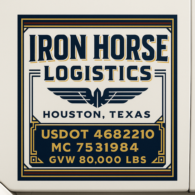 Trucking, Logistics, Transport Inspired Truck Door Lettering Decal Sticker Signs For Style & Compliance With USDOT, MC, GVW Or Any Regulation Number Lines (Set of 2)