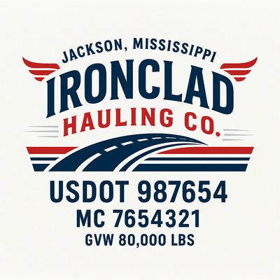 Trucking, Logistics, Transport Inspired Truck Door Lettering Decal Sticker Signs For Style & Compliance With USDOT, MC, GVW Or Any Regulation Number Lines (Set of 2)