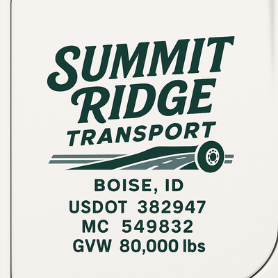 Trucking, Logistics, Transport Inspired Truck Door Lettering Decal Sticker Signs For Style & Compliance With USDOT, MC, GVW Or Any Regulation Number Lines (Set of 2)