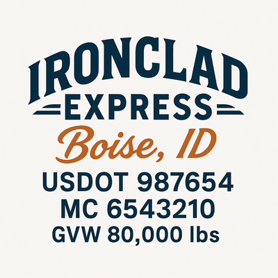 Trucking, Logistics, Transport Inspired Truck Door Lettering Decal Sticker Signs For Style & Compliance With USDOT, MC, GVW Or Any Regulation Number Lines (Set of 2)