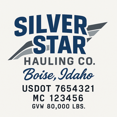 Trucking, Logistics, Transport Inspired Truck Door Lettering Decal Sticker Signs For Style & Compliance With USDOT, MC, GVW Or Any Regulation Number Lines (Set of 2)