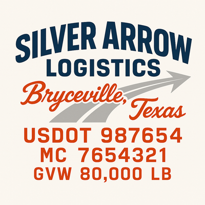 Trucking, Logistics, Transport Inspired Truck Door Lettering Decal Sticker Signs For Style & Compliance With USDOT, MC, GVW Or Any Regulation Number Lines (Set of 2)