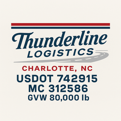 Trucking, Logistics, Transport Inspired Truck Door Lettering Decal Sticker Signs For Style & Compliance With USDOT, MC, GVW Or Any Regulation Number Lines (Set of 2)