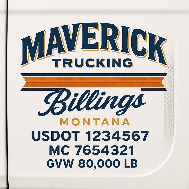 Trucking, Logistics, Transport Inspired Truck Door Lettering Decal Sticker Signs For Style & Compliance With USDOT, MC, GVW Or Any Regulation Number Lines (Set of 2)