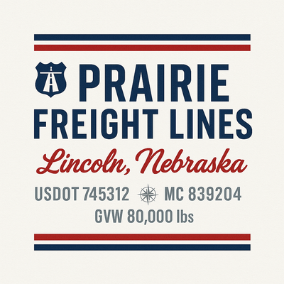 Trucking, Logistics, Transport Inspired Truck Door Lettering Decal Sticker Signs For Style & Compliance With USDOT, MC, GVW Or Any Regulation Number Lines (Set of 2)