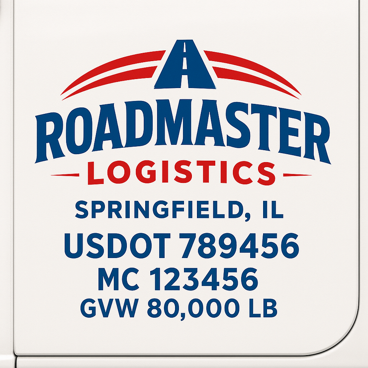 Trucking, Logistics, Transport Inspired Truck Door Lettering Decal Sticker Signs For Style & Compliance With USDOT, MC, GVW Or Any Regulation Number Lines (Set of 2)