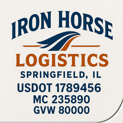 Trucking, Logistics, Transport Inspired Truck Door Lettering Decal Sticker Signs For Style & Compliance With USDOT, MC, GVW Or Any Regulation Number Lines (Set of 2)