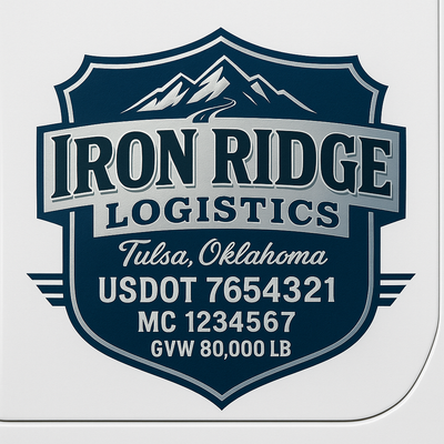 Trucking, Logistics, Transport Inspired Truck Door Lettering Decal Sticker Signs For Style & Compliance With USDOT, MC, GVW Or Any Regulation Number Lines (Set of 2)