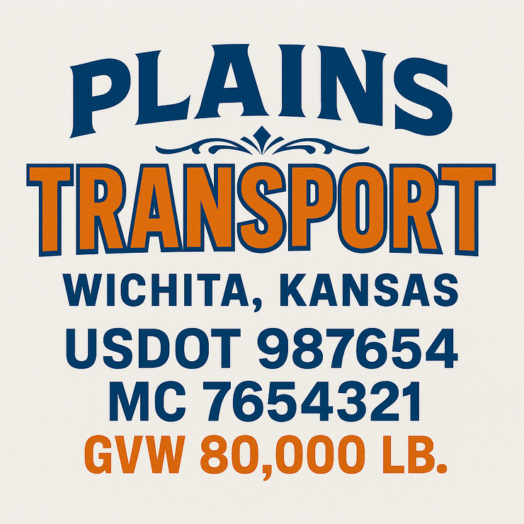 Trucking, Logistics, Transport Inspired Truck Door Lettering Decal Sticker Signs For Style & Compliance With USDOT, MC, GVW Or Any Regulation Number Lines (Set of 2)