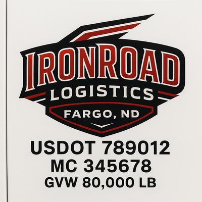 Trucking, Logistics, Transport Inspired Truck Door Lettering Decal Sticker Signs For Style & Compliance With USDOT, MC, GVW Or Any Regulation Number Lines (Set of 2)