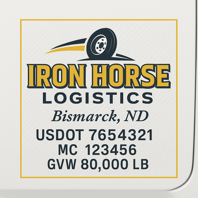 Trucking, Logistics, Transport Inspired Truck Door Lettering Decal Sticker Signs For Style & Compliance With USDOT, MC, GVW Or Any Regulation Number Lines (Set of 2)