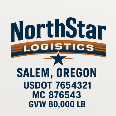 Trucking, Logistics, Transport Inspired Truck Door Lettering Decal Sticker Signs For Style & Compliance With USDOT, MC, GVW Or Any Regulation Number Lines (Set of 2)