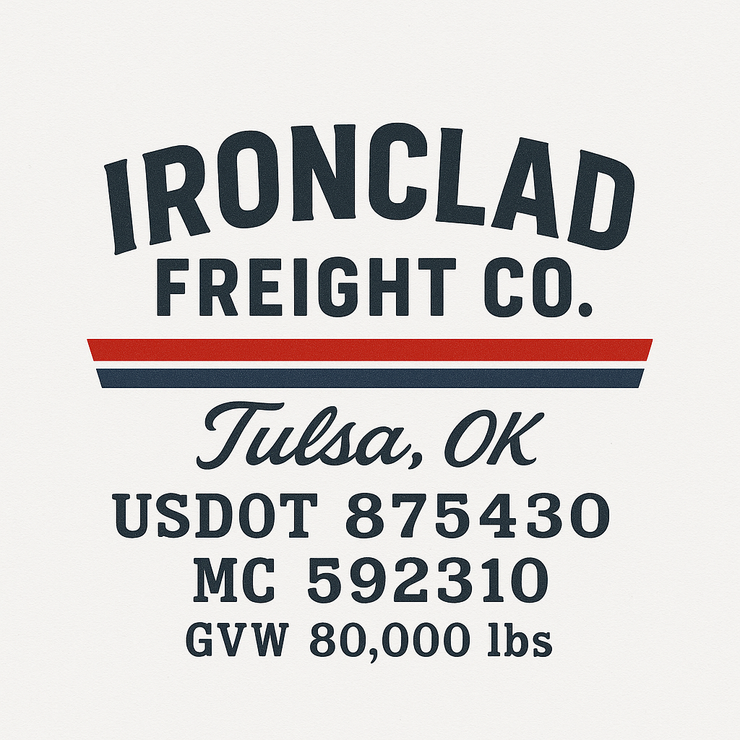 Trucking, Logistics, Transport Inspired Truck Door Lettering Decal Sticker Signs For Style & Compliance With USDOT, MC, GVW Or Any Regulation Number Lines (Set of 2)