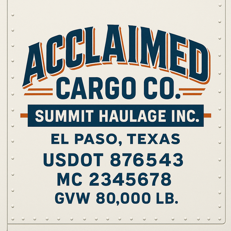 Trucking, Logistics, Transport Inspired Truck Door Lettering Decal Sticker Signs For Style & Compliance With USDOT, MC, GVW Or Any Regulation Number Lines (Set of 2)