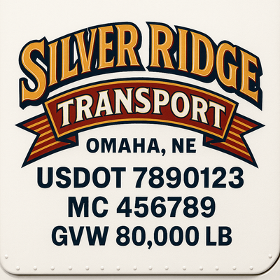 Trucking, Logistics, Transport Inspired Truck Door Lettering Decal Sticker Signs For Style & Compliance With USDOT, MC, GVW Or Any Regulation Number Lines (Set of 2)