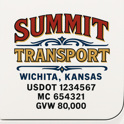 Trucking, Logistics, Transport Inspired Truck Door Lettering Decal Sticker Signs For Style & Compliance With USDOT, MC, GVW Or Any Regulation Number Lines (Set of 2)