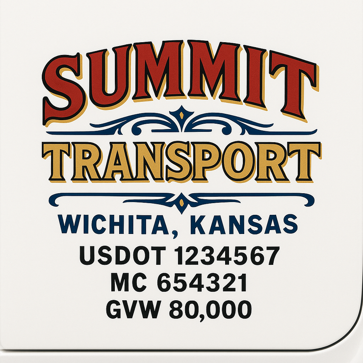 Trucking, Logistics, Transport Inspired Truck Door Lettering Decal Sticker Signs For Style & Compliance With USDOT, MC, GVW Or Any Regulation Number Lines (Set of 2)