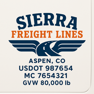 Trucking, Logistics, Transport Inspired Truck Door Lettering Decal Sticker Signs For Style & Compliance With USDOT, MC, GVW Or Any Regulation Number Lines (Set of 2)
