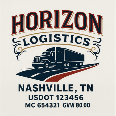 Trucking, Logistics, Transport Inspired Truck Door Lettering Decal Sticker Signs For Style & Compliance With USDOT, MC, GVW Or Any Regulation Number Lines (Set of 2)