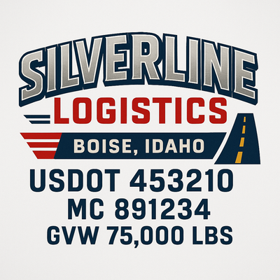Trucking, Logistics, Transport Inspired Truck Door Lettering Decal Sticker Signs For Style & Compliance With USDOT, MC, GVW Or Any Regulation Number Lines (Set of 2)