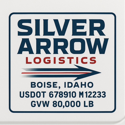 Trucking, Logistics, Transport Inspired Truck Door Lettering Decal Sticker Signs For Style & Compliance With USDOT, MC, GVW Or Any Regulation Number Lines (Set of 2)