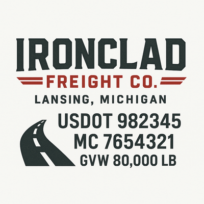 Trucking, Logistics, Transport Inspired Truck Door Lettering Decal Sticker Signs For Style & Compliance With USDOT, MC, GVW Or Any Regulation Number Lines (Set of 2)