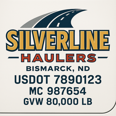 Trucking, Logistics, Transport Inspired Truck Door Lettering Decal Sticker Signs For Style & Compliance With USDOT, MC, GVW Or Any Regulation Number Lines (Set of 2)