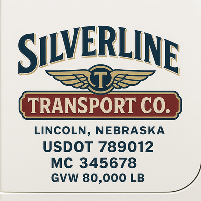 Trucking, Logistics, Transport Inspired Truck Door Lettering Decal Sticker Signs For Style & Compliance With USDOT, MC, GVW Or Any Regulation Number Lines (Set of 2)