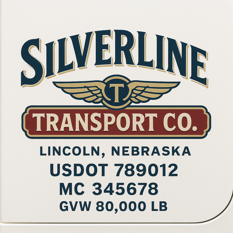 Trucking, Logistics, Transport Inspired Truck Door Lettering Decal Sticker Signs For Style & Compliance With USDOT, MC, GVW Or Any Regulation Number Lines (Set of 2)
