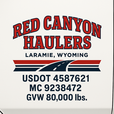Trucking, Logistics, Transport Inspired Truck Door Lettering Decal Sticker Signs For Style & Compliance With USDOT, MC, GVW Or Any Regulation Number Lines (Set of 2)
