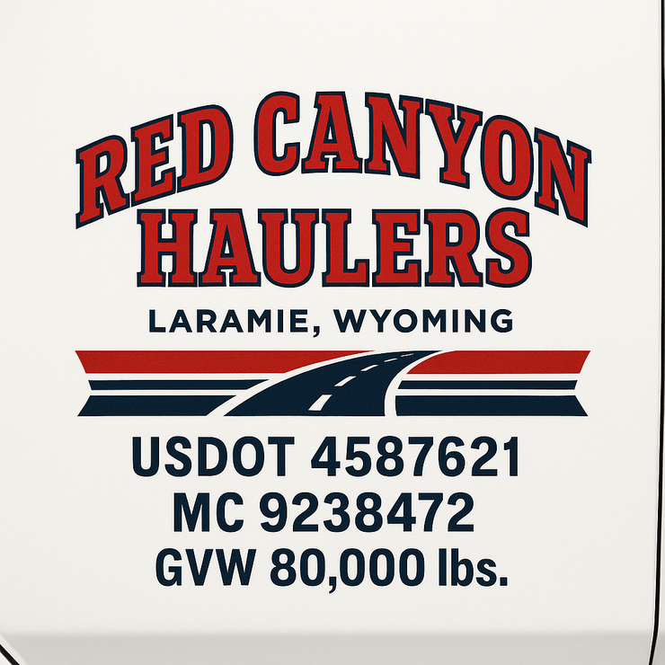 Trucking, Logistics, Transport Inspired Truck Door Lettering Decal Sticker Signs For Style & Compliance With USDOT, MC, GVW Or Any Regulation Number Lines (Set of 2)