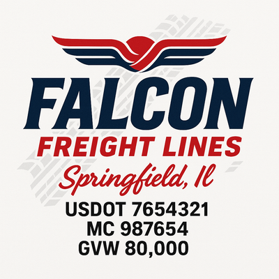 Trucking, Logistics, Transport Inspired Truck Door Lettering Decal Sticker Signs For Style & Compliance With USDOT, MC, GVW Or Any Regulation Number Lines (Set of 2)