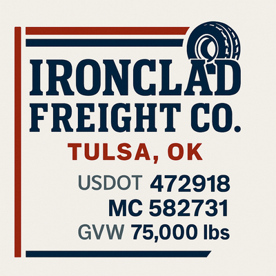 Trucking, Logistics, Transport Inspired Truck Door Lettering Decal Sticker Signs For Style & Compliance With USDOT, MC, GVW Or Any Regulation Number Lines (Set of 2)