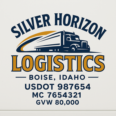 Trucking, Logistics, Transport Inspired Truck Door Lettering Decal Sticker Signs For Style & Compliance With USDOT, MC, GVW Or Any Regulation Number Lines (Set of 2)