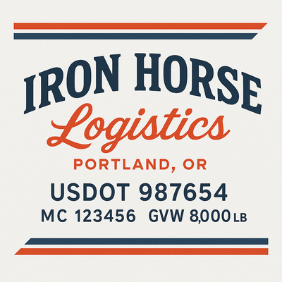 Trucking, Logistics, Transport Inspired Truck Door Lettering Decal Sticker Signs For Style & Compliance With USDOT, MC, GVW Or Any Regulation Number Lines (Set of 2)