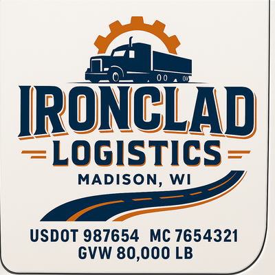 Trucking, Logistics, Transport Inspired Truck Door Lettering Decal Sticker Signs For Style & Compliance With USDOT, MC, GVW Or Any Regulation Number Lines (Set of 2)