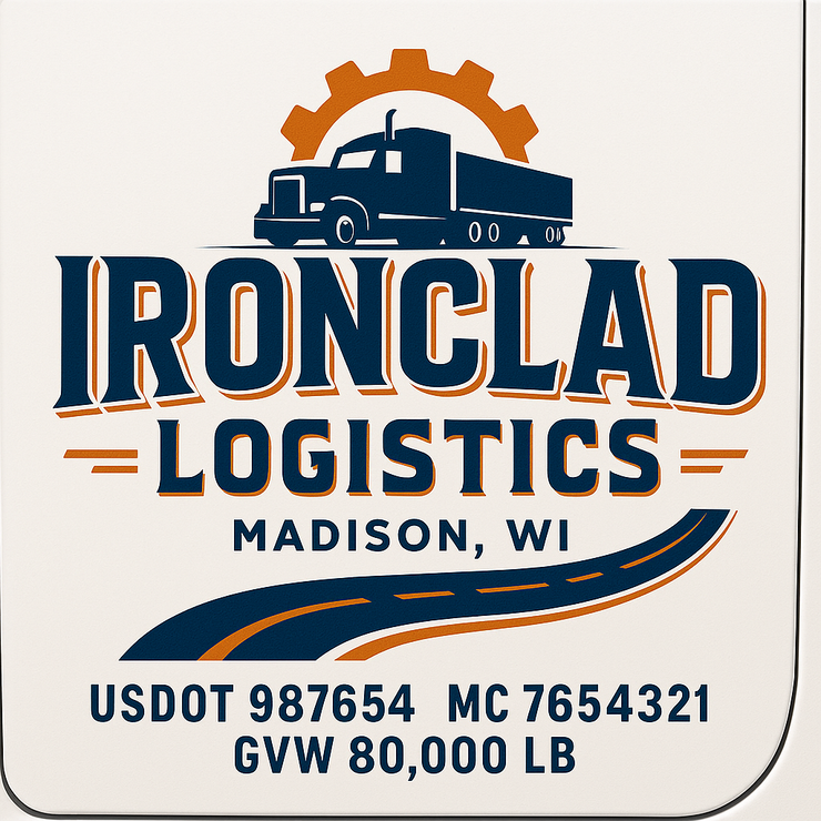 Trucking, Logistics, Transport Inspired Truck Door Lettering Decal Sticker Signs For Style & Compliance With USDOT, MC, GVW Or Any Regulation Number Lines (Set of 2)