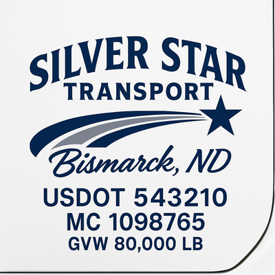 Trucking, Logistics, Transport Inspired Truck Door Lettering Decal Sticker Signs For Style & Compliance With USDOT, MC, GVW Or Any Regulation Number Lines (Set of 2)