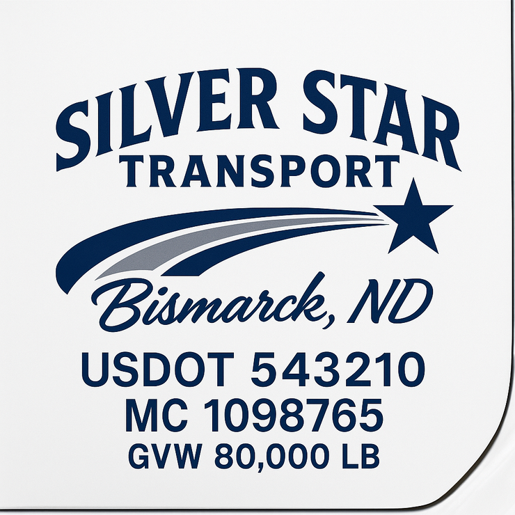 Trucking, Logistics, Transport Inspired Truck Door Lettering Decal Sticker Signs For Style & Compliance With USDOT, MC, GVW Or Any Regulation Number Lines (Set of 2)