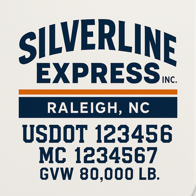 Trucking, Logistics, Transport Inspired Truck Door Lettering Decal Sticker Signs For Style & Compliance With USDOT, MC, GVW Or Any Regulation Number Lines (Set of 2)