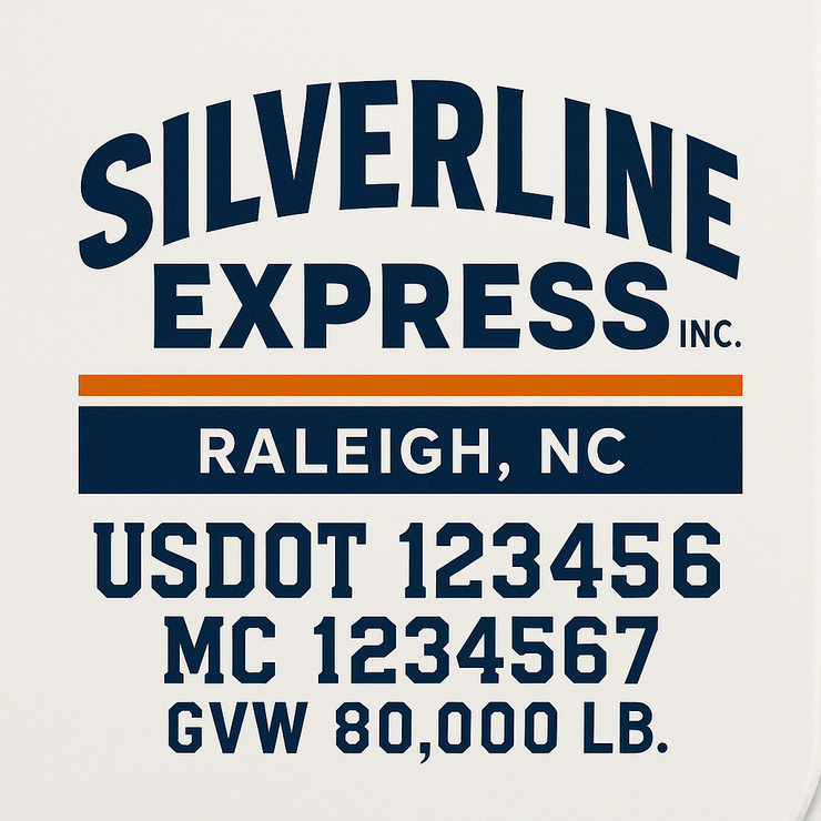 Trucking, Logistics, Transport Inspired Truck Door Lettering Decal Sticker Signs For Style & Compliance With USDOT, MC, GVW Or Any Regulation Number Lines (Set of 2)