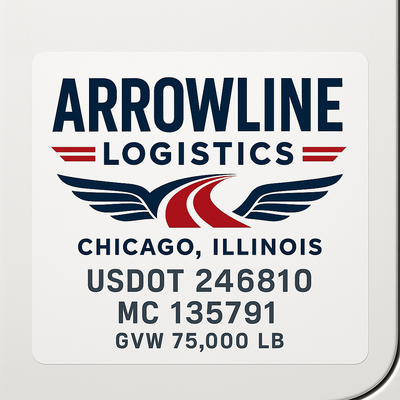 Trucking, Logistics, Transport Inspired Truck Door Lettering Decal Sticker Signs For Style & Compliance With USDOT, MC, GVW Or Any Regulation Number Lines (Set of 2)